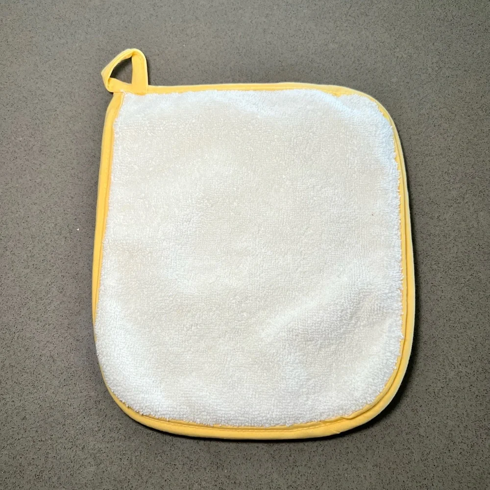 LA PATISSERIE Lemon Kitchen Towel Pot Holder Set Turkish Cotton Waffle White 2Pc